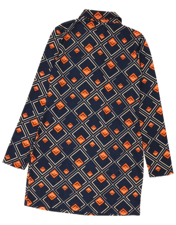 Zara Womens Pullover Shirt Dress UK 12 Medium Navy Blue Geometric