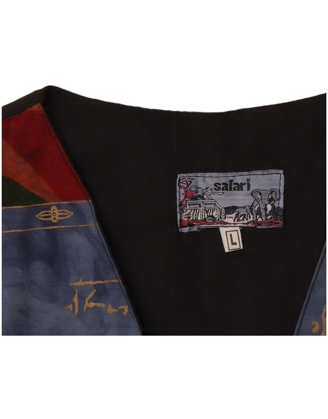 Vintage Mens Abstract Pattern Waistcoat Large Blue