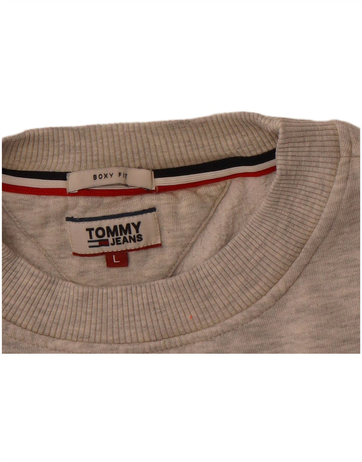 TOMMY HILFIGER Womens Boxy Oversized Sweatshirt Jumper UK 16 Large Grey