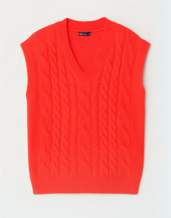 Marks & Spencer Womens Vest Tank Top UK 14 Medium Orange Acrylic