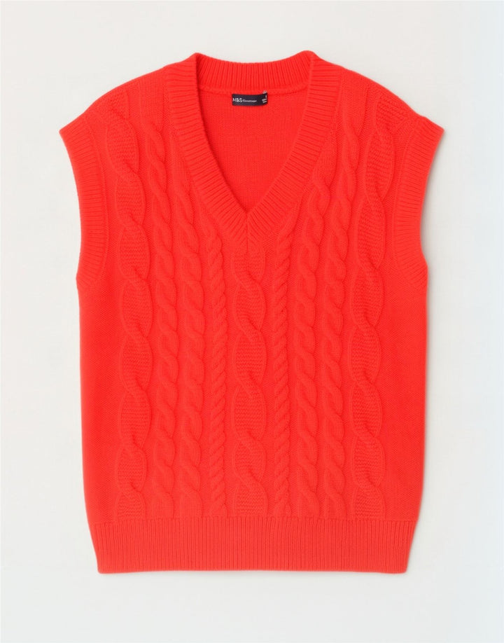 Marks & Spencer Womens Vest Tank Top UK 14 Medium Orange Acrylic