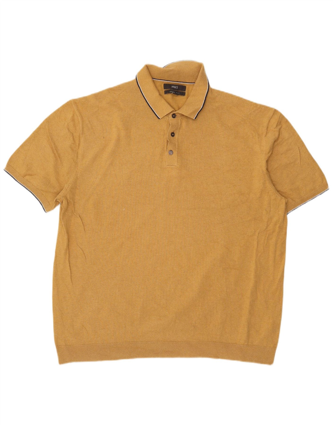 Marks & Spencer Mens Polo Shirt 2XL Yellow Cotton