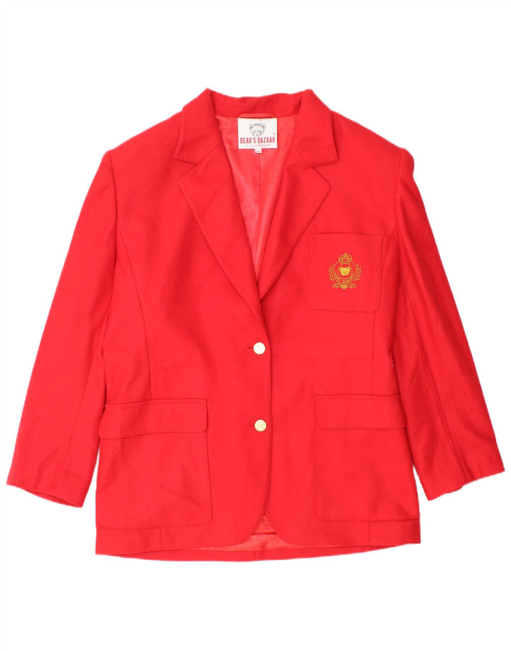 Laura Biagiotti Womens 2 Button Blazer Jacket IT 48 XL Red Wool
