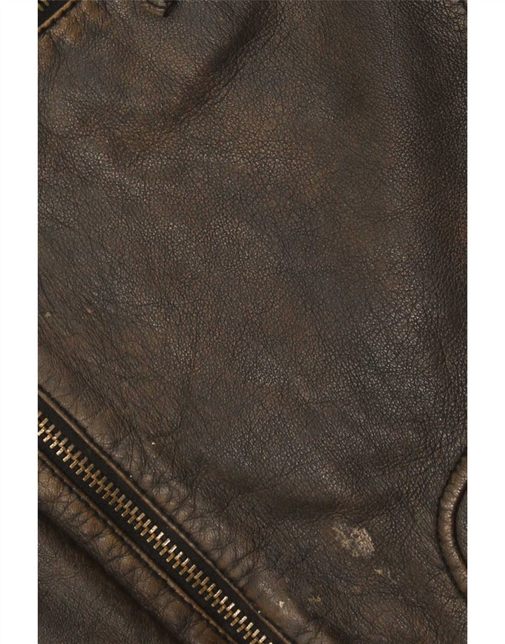 Camel Active Mens Leather Racer Jacket IT 50 Large Brown