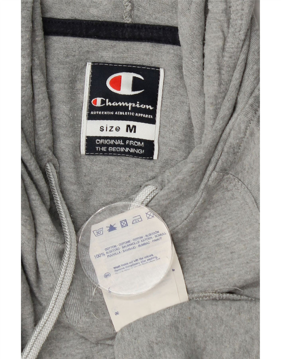 Champion Mens Hoodie Jumper Medium Grey Cotton