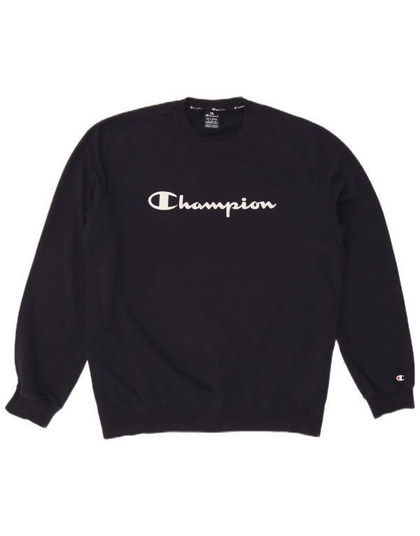 CHAMPION Mens Graphic Sweatshirt Jumper 2XL Navy Blue Cotton