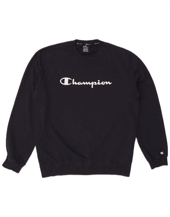 CHAMPION Mens Graphic Sweatshirt Jumper 2XL Navy Blue Cotton