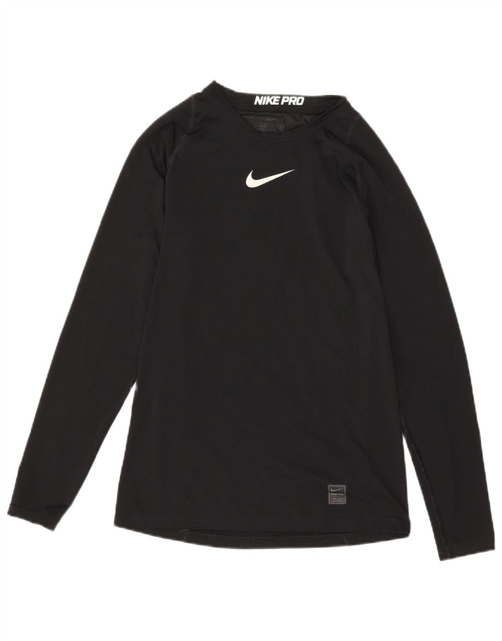 Nike Mens Dri Fit Graphic Top Long Sleeve Small Black Polyester