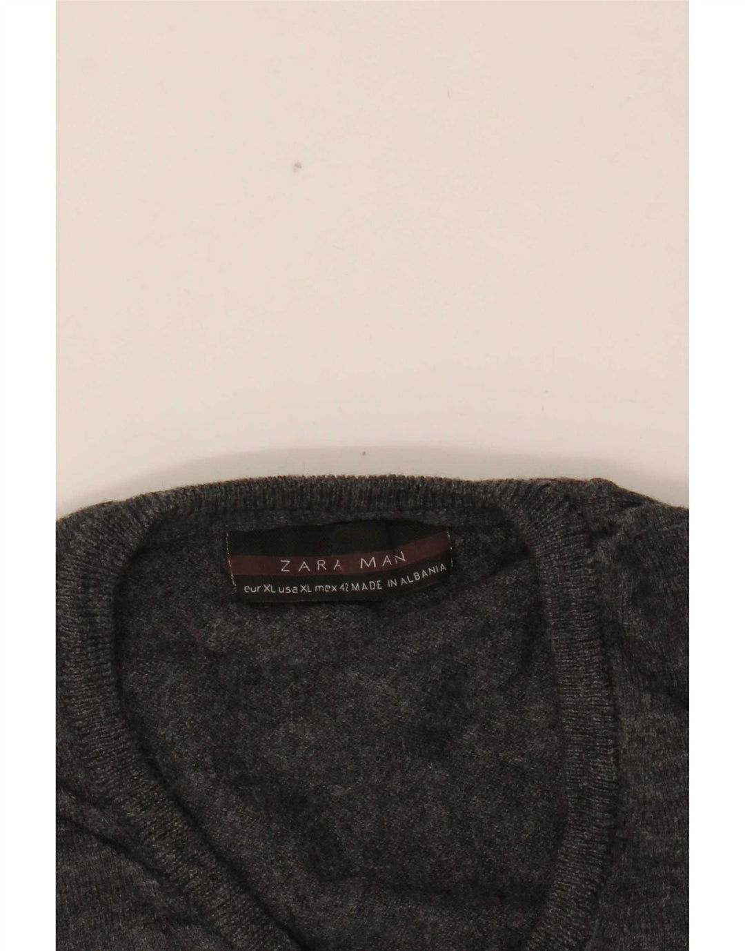 Zara Mens V-Neck Jumper Sweater XL Grey