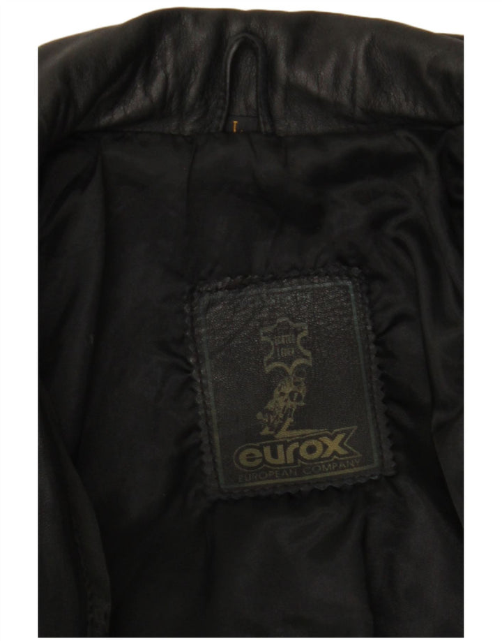 EUROX Mens Graphic Leather Racing Jacket UK 40 Large Black Leather