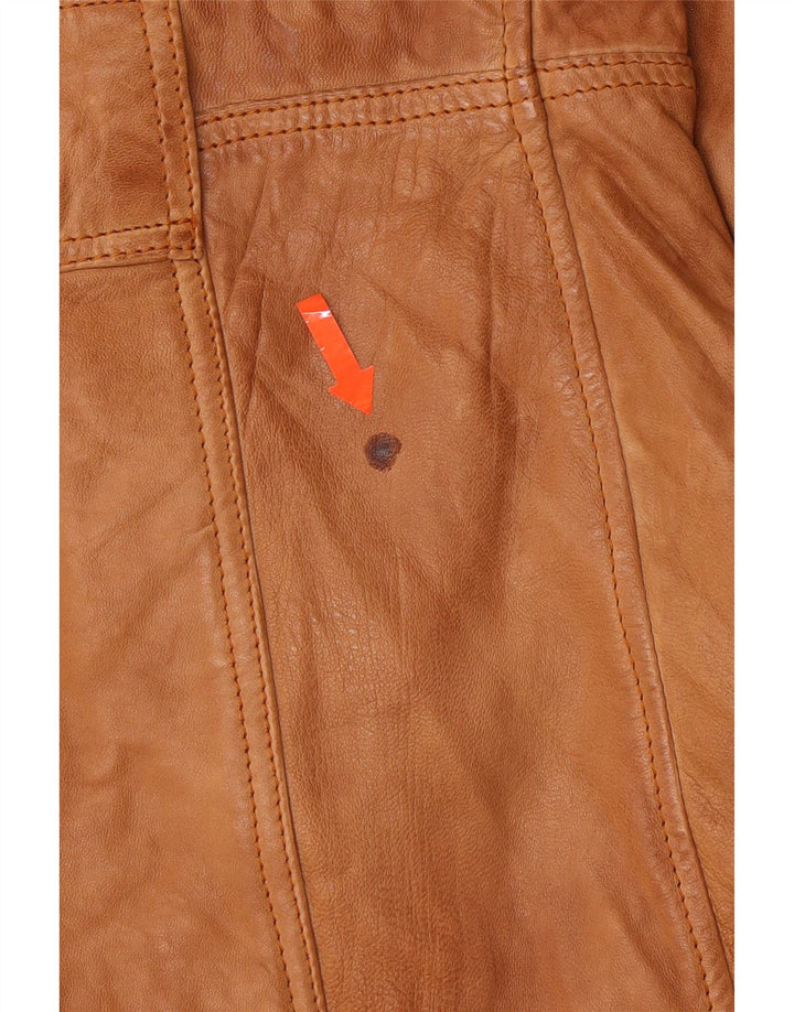 VINTAGE Womens Leather Jacket UK 14 Medium Beige Leather Vintage Vintage and Second-Hand Vintage from Messina Hembry 