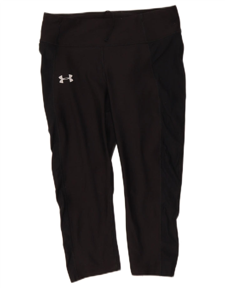 Under Armour Womens Heat Gear Capri Leggings UK 12 Medium Black Polyester