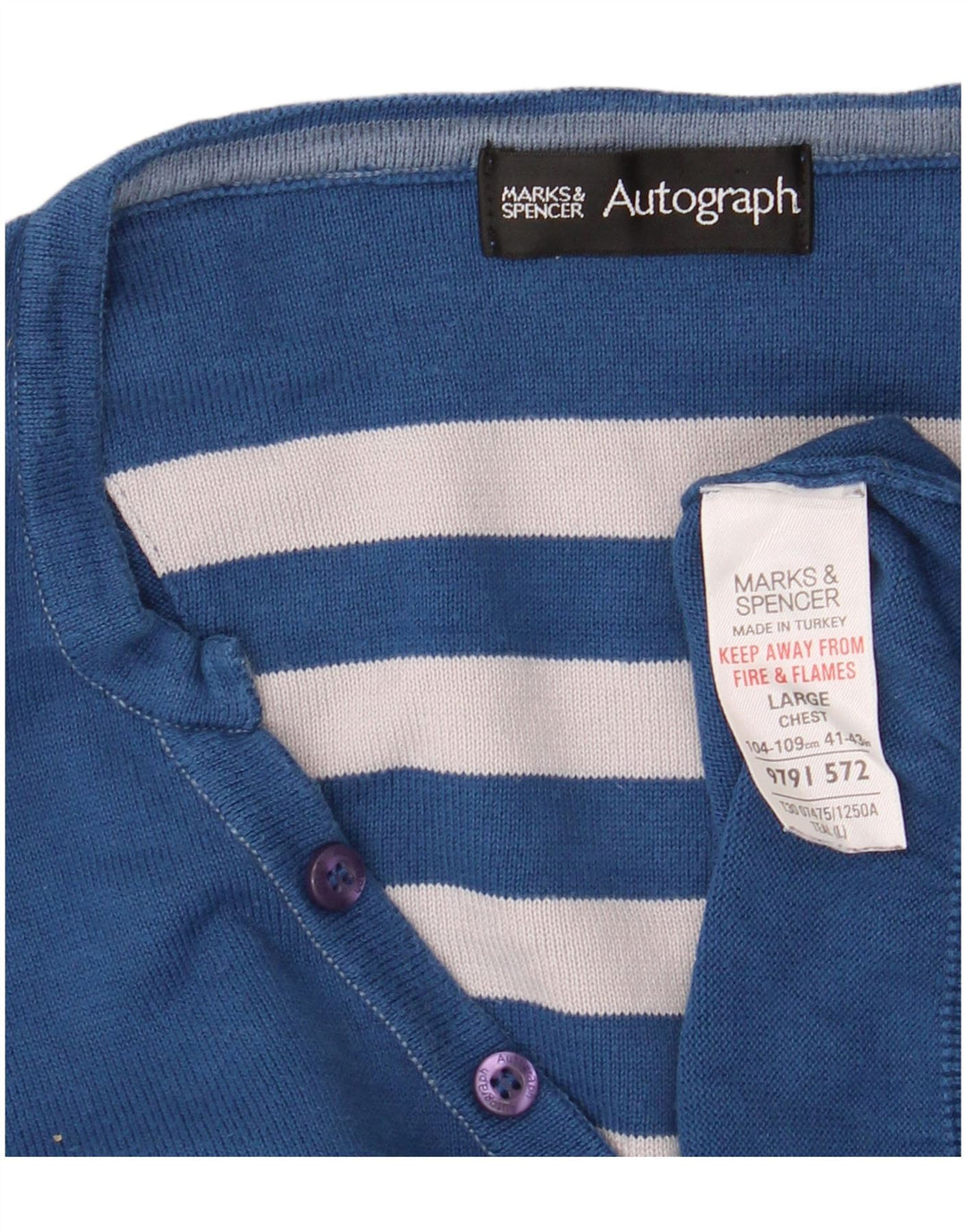 Marks & Spencer Mens Autograph V-Neck Jumper Sweater Large Blue
