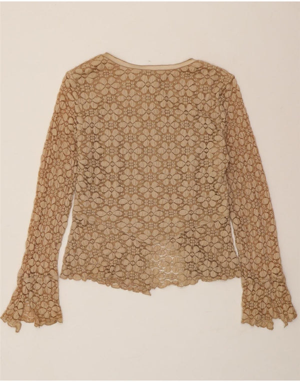 JOSEPH RIBKOFF Womens Lace Shirt Blouse UK 14 Large Beige Floral Rayon