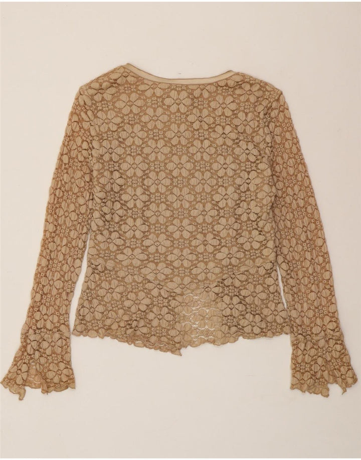 JOSEPH RIBKOFF Womens Lace Shirt Blouse UK 14 Large Beige Floral Rayon