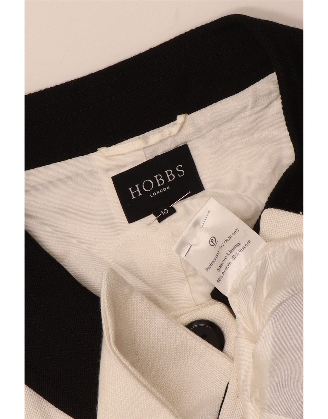 Hobbs Womens Crop 2 Button Blazer Jacket UK 10 Small White Colourblock
