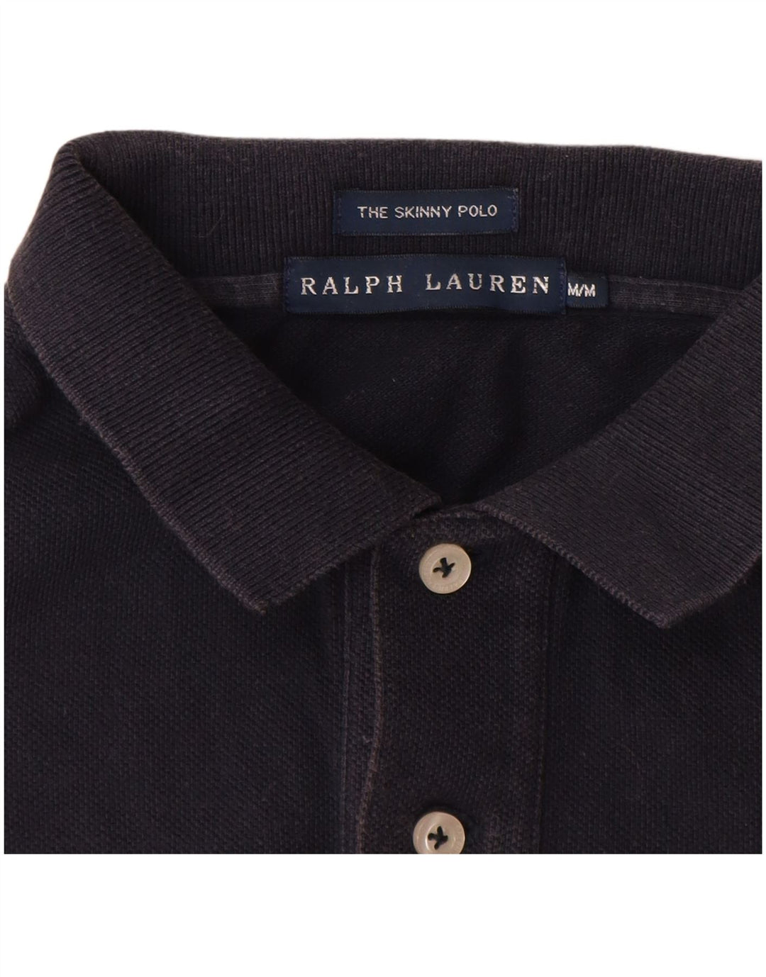 RALPH LAUREN Womens Skinny Polo Shirt UK 12 Medium Navy Blue Cotton