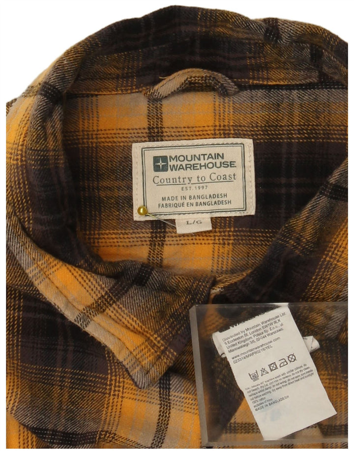 Mountain Warehouse Mens Flannel Shirt Large Yellow Check Cotton