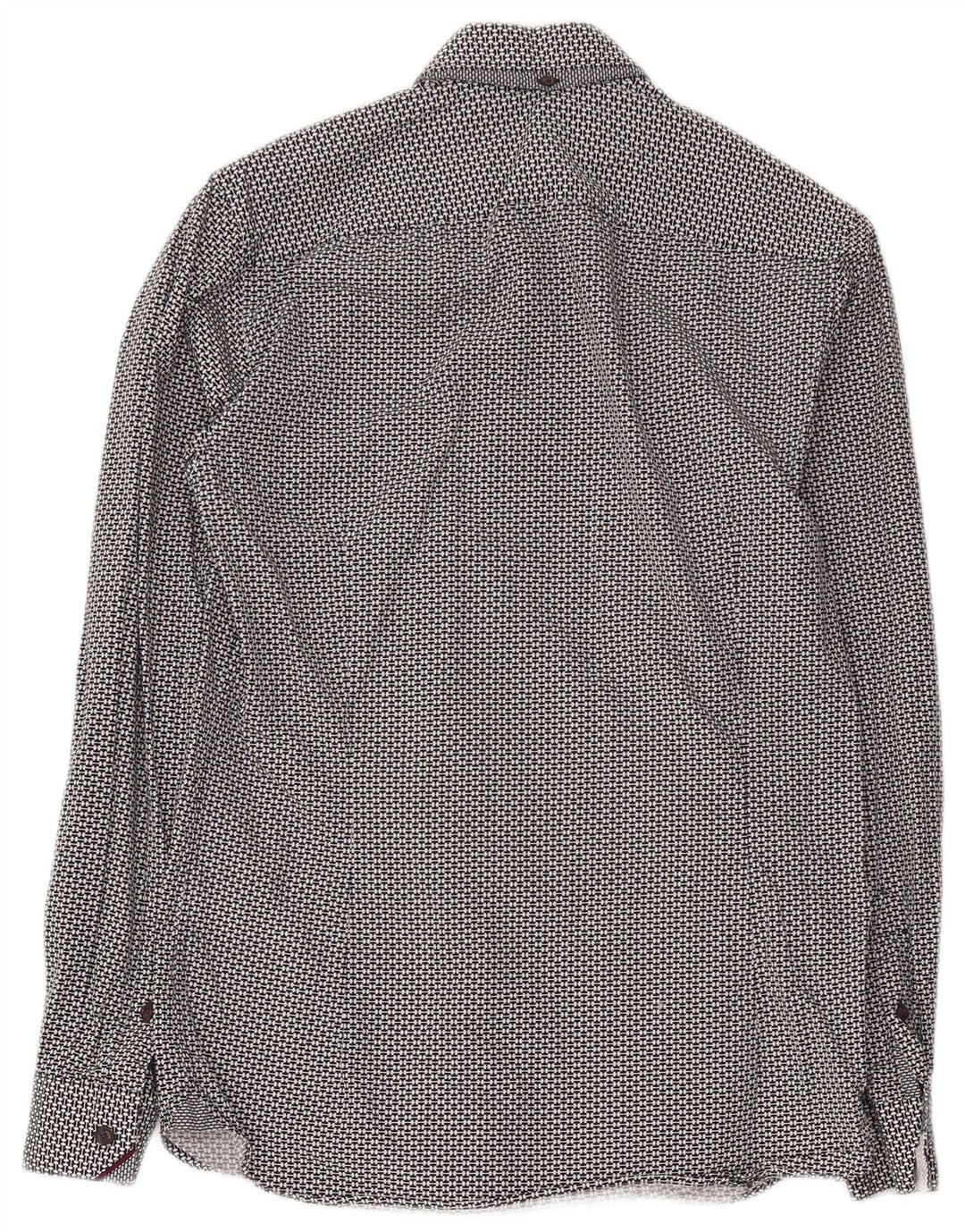 Ted Baker Mens Shirt Size 2 Small Black Geometric Cotton