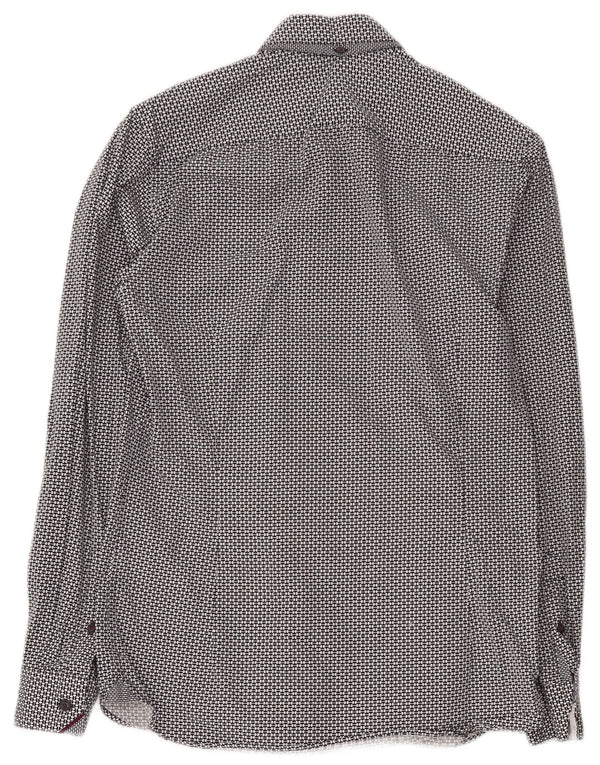 Ted Baker Mens Shirt Size 2 Small Black Geometric Cotton