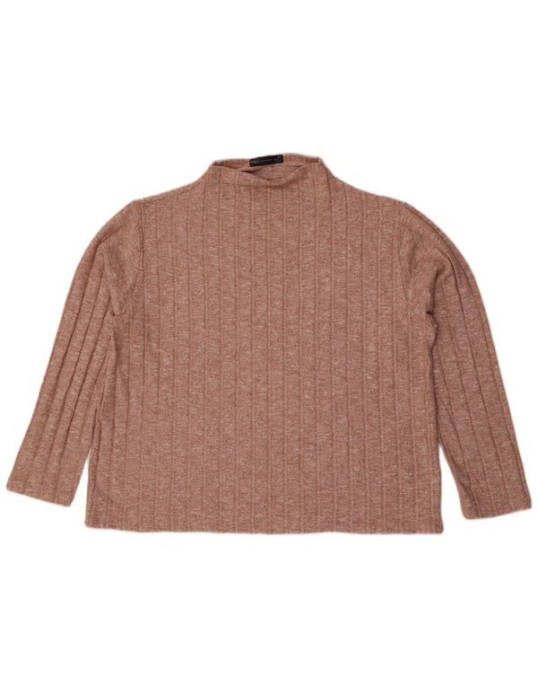 Marks & Spencer Womens Top Long Sleeve UK 20 2XL Brown Flecked Viscose