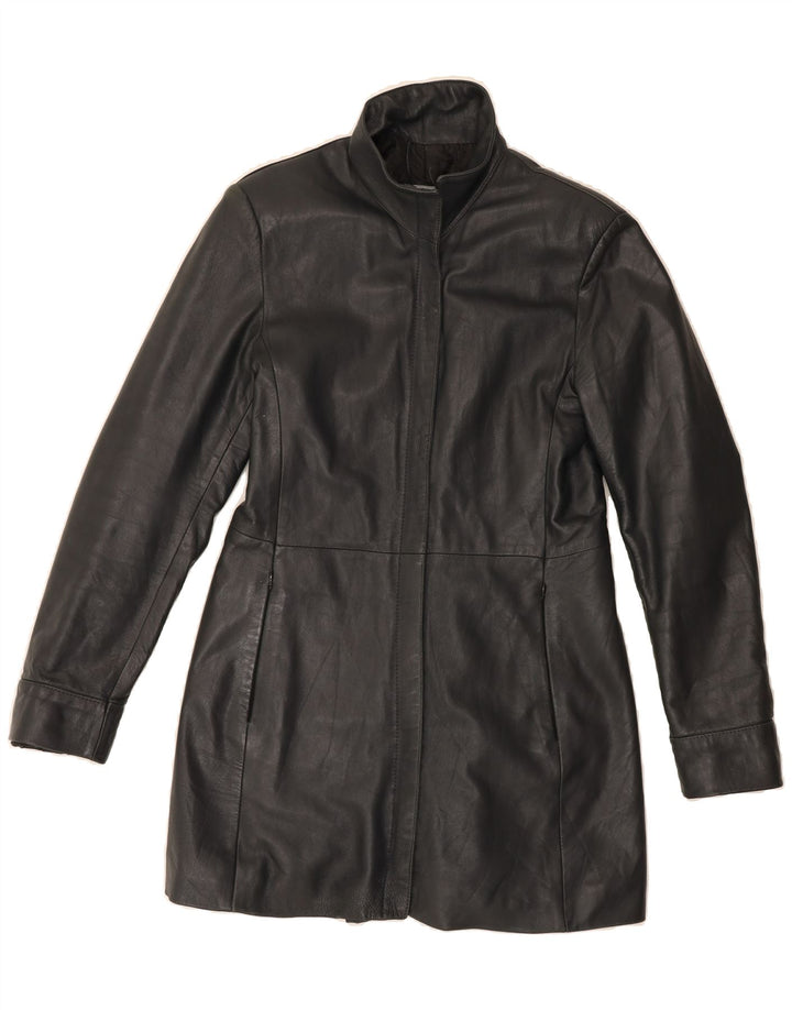 VINTAGE Womens Leather Coat UK 14 Large Black Leather Vintage Vintage and Second-Hand Vintage from Messina Hembry 