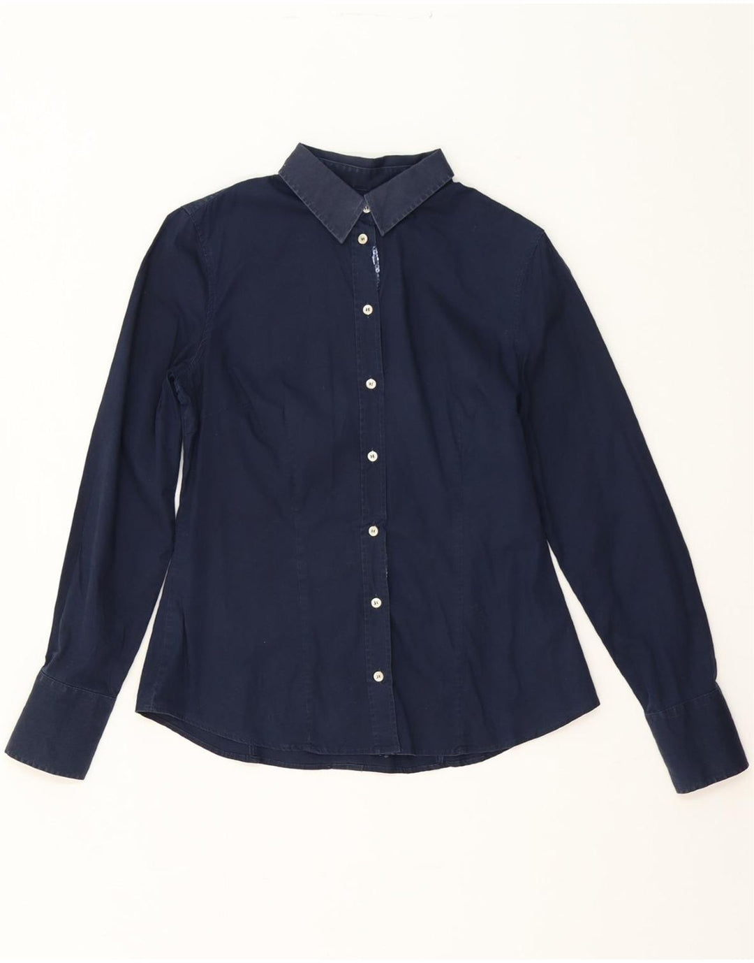 TRUSSARDI JEANS Womens Shirt IT 44 Medium Navy Blue Cotton Vintage Trussardi Jeans and Second-Hand Trussardi Jeans from Messina Hembry 
