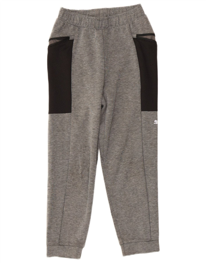 PUMA Boys Tracksuit Trousers Joggers 9-10 Years  Grey Colourblock Cotton