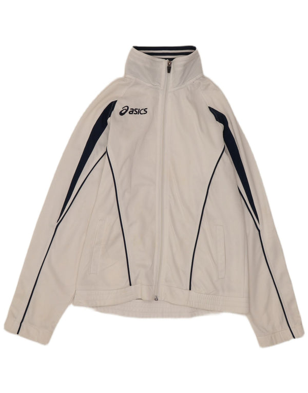 Asics Womens Tracksuit Top Jacket UK 10 Small White Colourblock Polyester