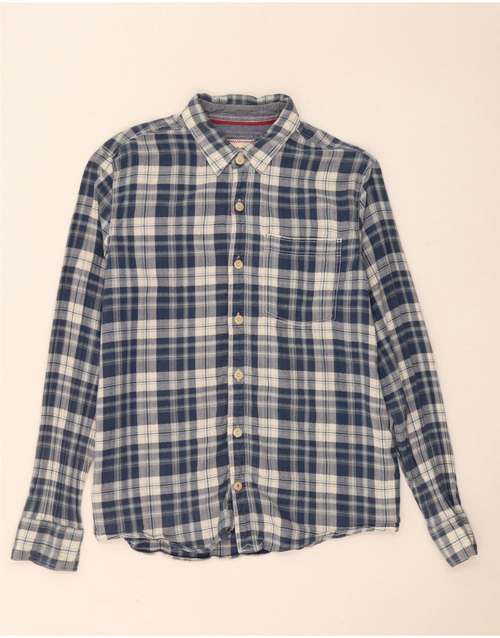 FAT FACE Mens Shirt Medium Navy Blue Check Cotton
