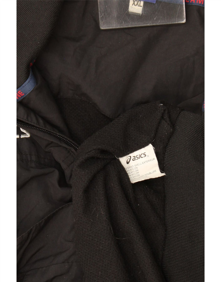 Asics Mens Bomber Jacket UK 44 2XL Black Nylon