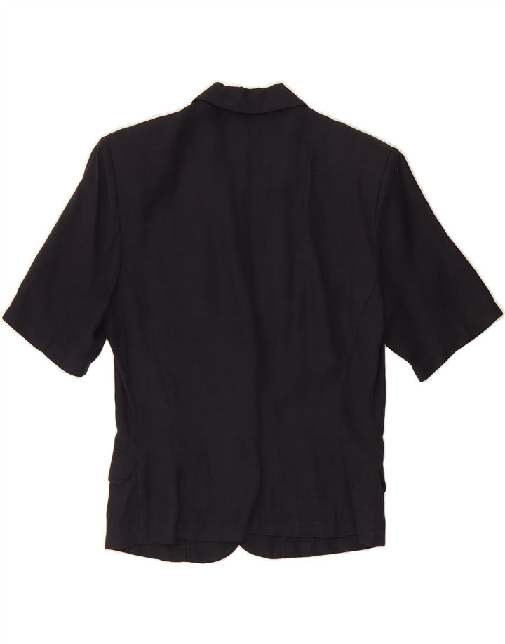 STEFANEL Womens 3 Button Short Sleeve Blazer Jacket IT 44 Medium Navy Blue Vintage Stefanel and Second-Hand Stefanel from Messina Hembry 