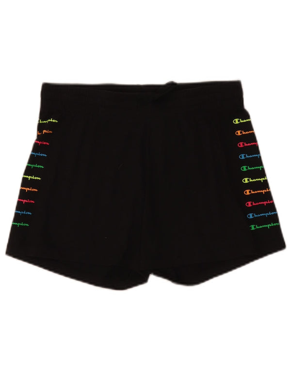Champion Womens Graphic Sport Shorts UK 12 Medium Black
