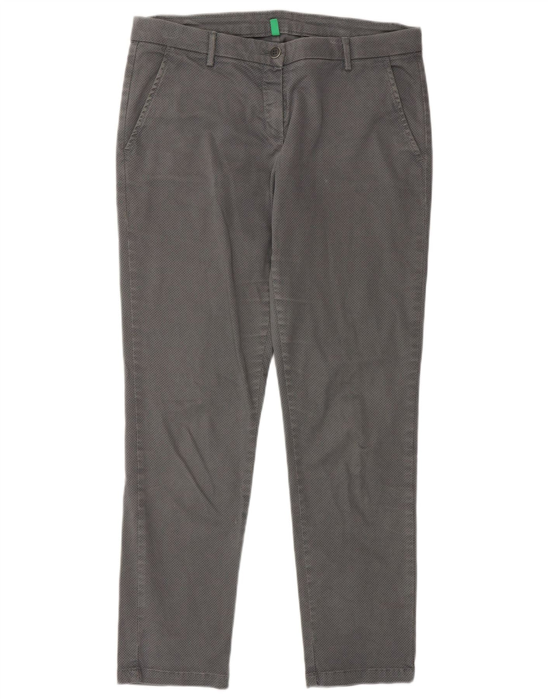BENETTON Womens Slim Chino Trousers UK 12 Medium W32 L28  Grey Spotted