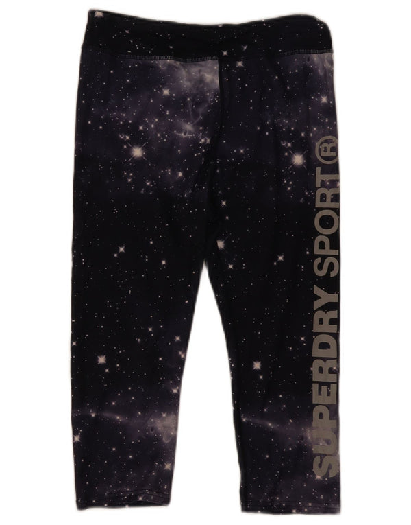 Superdry Womens Graphic Capri Leggings UK 10 Small Black Tie Dye