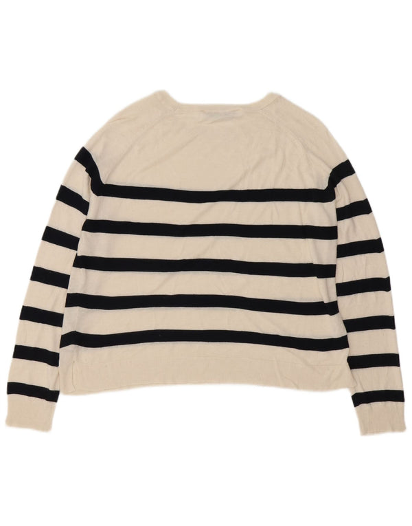 Zara Womens Oversized Boat Neck Jumper Sweater UK 10 Small White Striped
