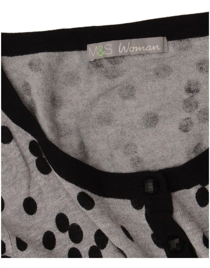 Marks & Spencer Womens Cardigan Sweater UK 10 Small Grey Polka Dot