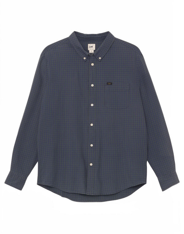 Lee Mens Checked  Classic Fit Shirt XL Green Gingham