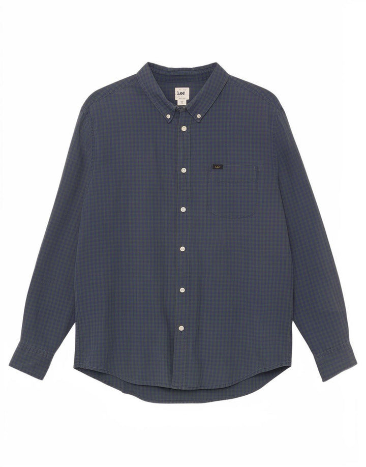 Lee Mens Checked  Classic Fit Shirt XL Green Gingham