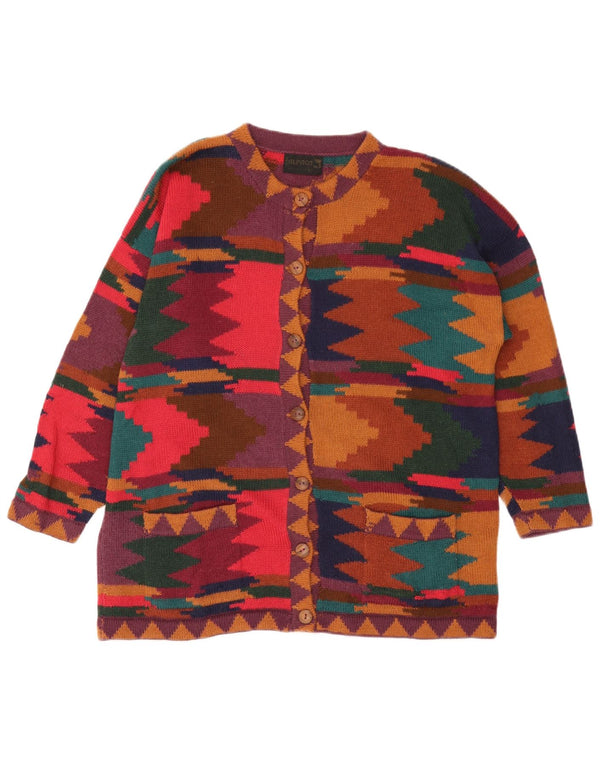 Vintage Womens Cardigan Sweater UK 14 Medium Multicoloured Geometric