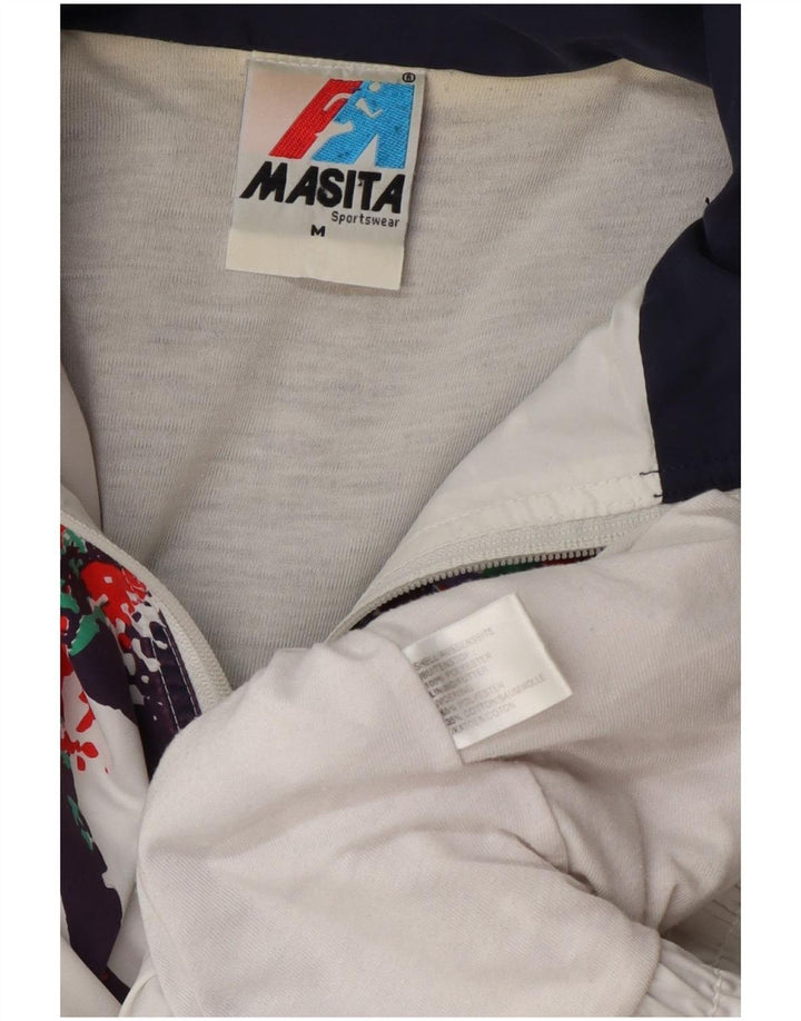 Masita Mens Tracksuit Top Jacket Medium White Colourblock Polyester