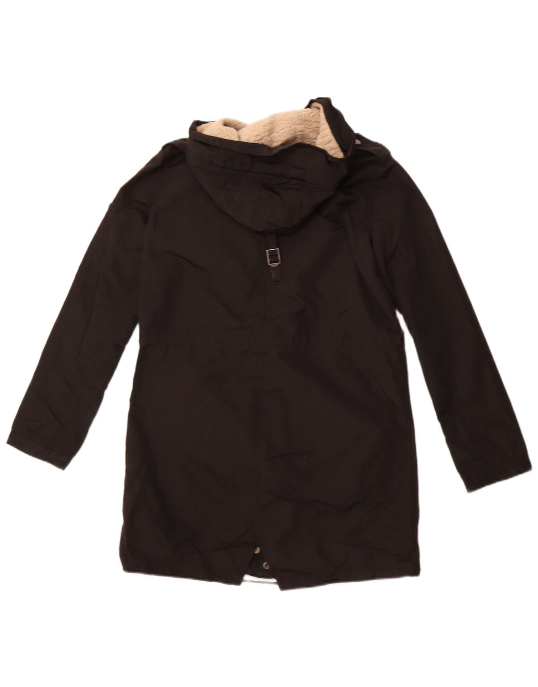 Zara Womens Hooded Parka Jacket UK 10 Small Black Polyester
