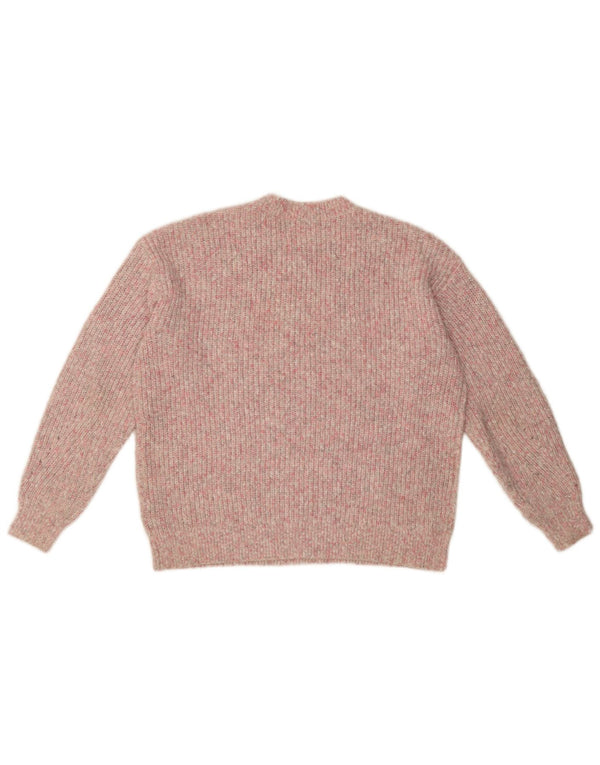 Marks & Spencer Womens Crew Neck Jumper Sweater UK 14 Medium Pink Flecked
