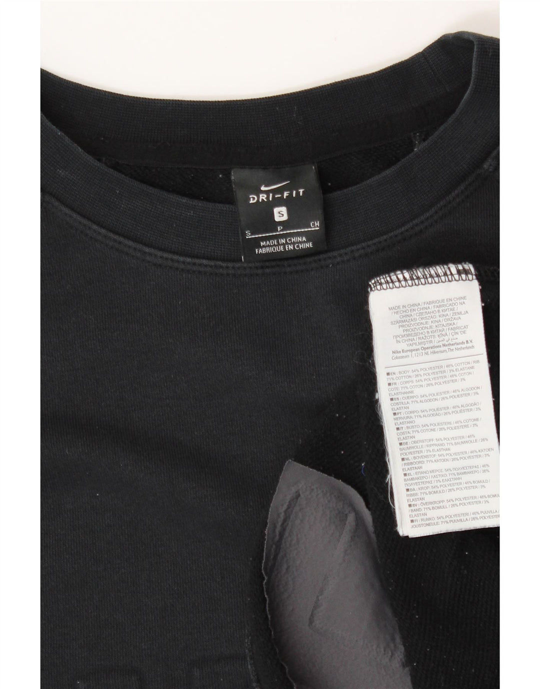 NIKE Womens Oversized Crop Graphic Sweatshirt Jumper UK 10 Small Black