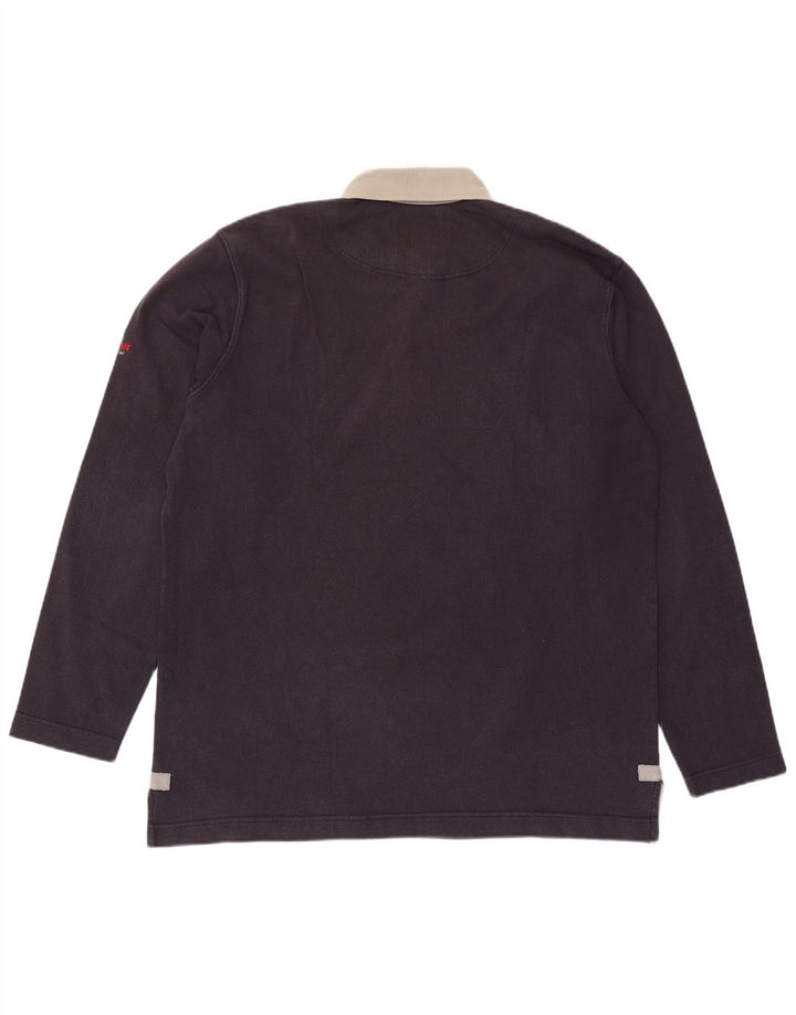 MURPHY & NYE Mens Long Sleeve Rugby Polo Shirt 2XL Navy Blue Cotton