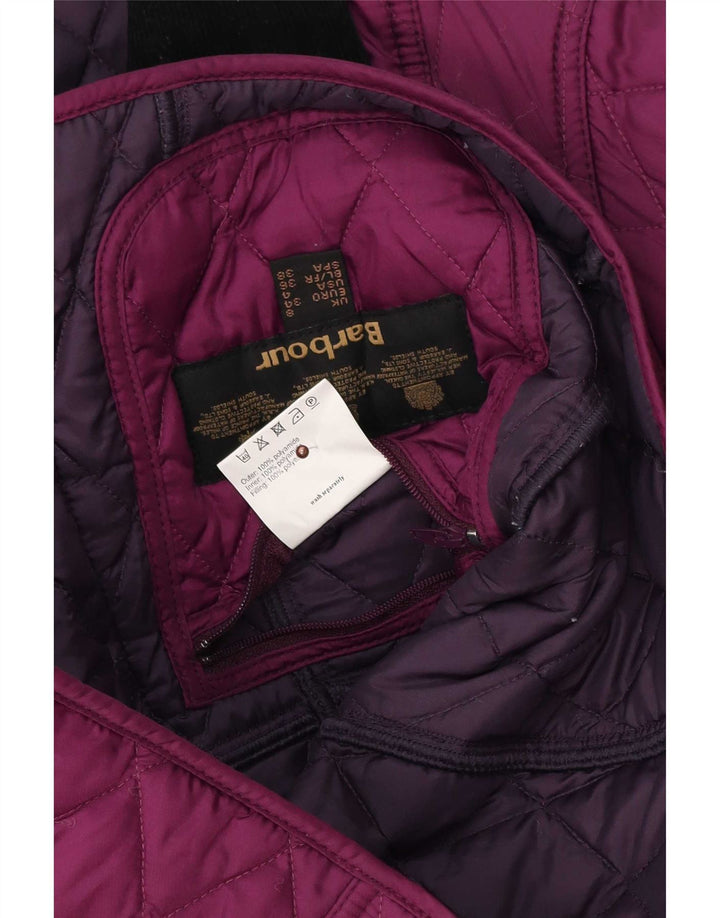 Barbour Womens Quilted Jacket UK 8 Small Purple Polyester