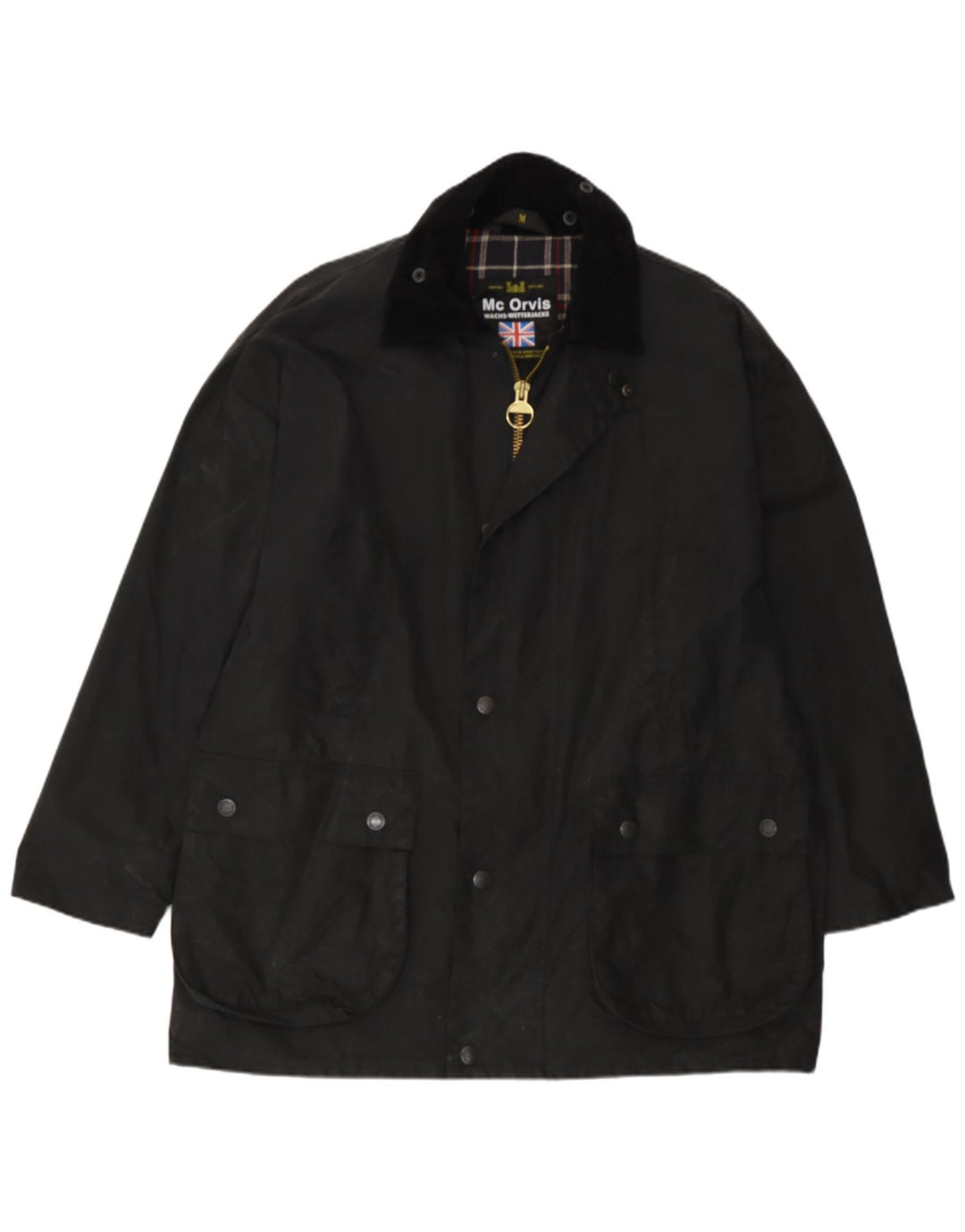 MC Orvis Mens Waxed Cotton Jacket UK 42 XL Black Cotton