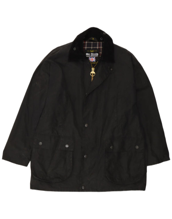 MC Orvis Mens Waxed Cotton Jacket UK 42 XL Black Cotton