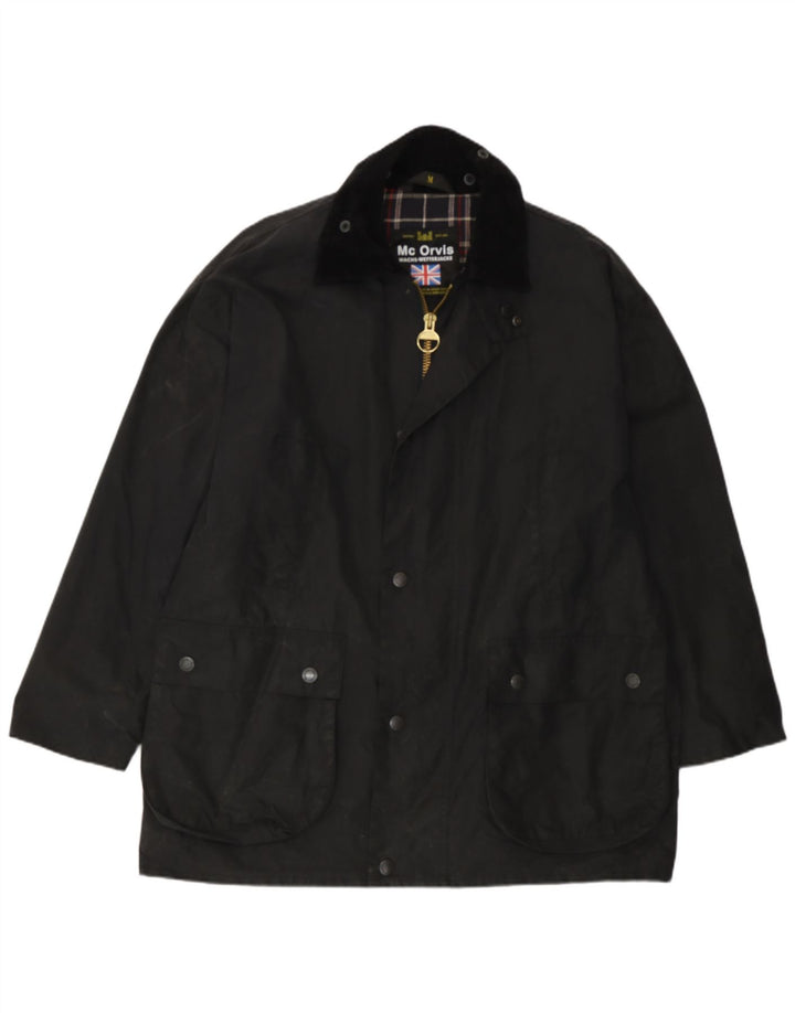 MC Orvis Mens Waxed Cotton Jacket UK 42 XL Black Cotton