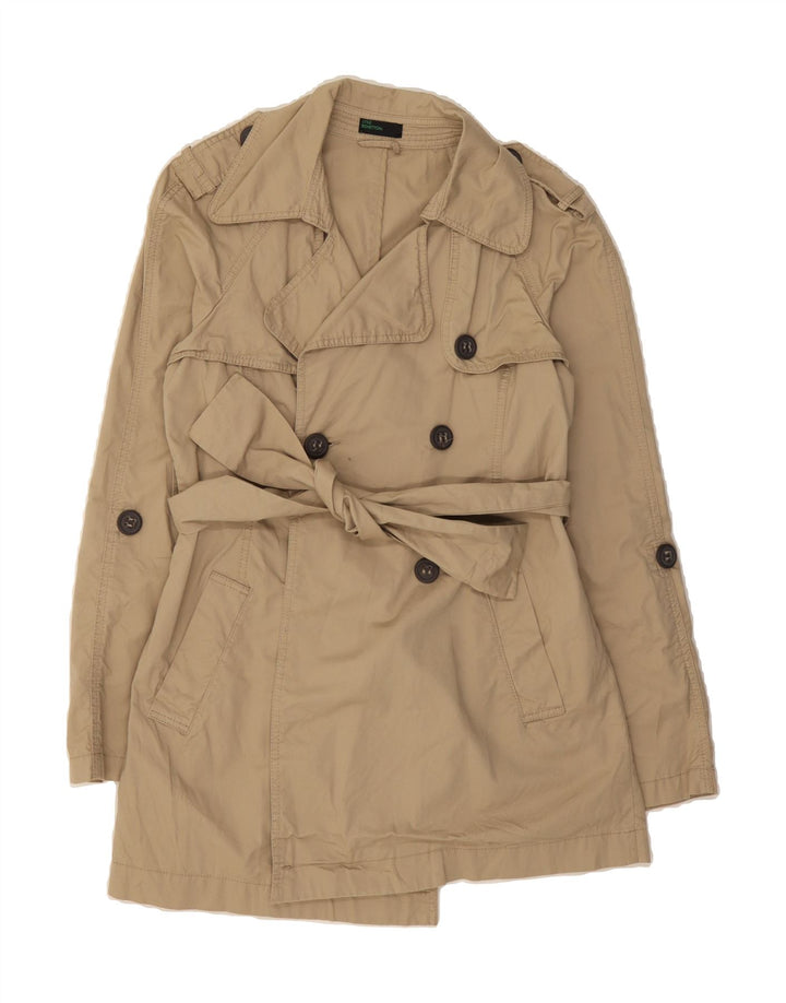 BENETTON Womens Double Breasted Trench Coat IT 44 Medium Beige Cotton Vintage Benetton and Second-Hand Benetton from Messina Hembry 